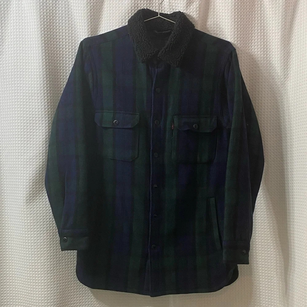 New W/O Tags Levi’s Wool Blend Shirt Jacket W/ Sherpa Collar